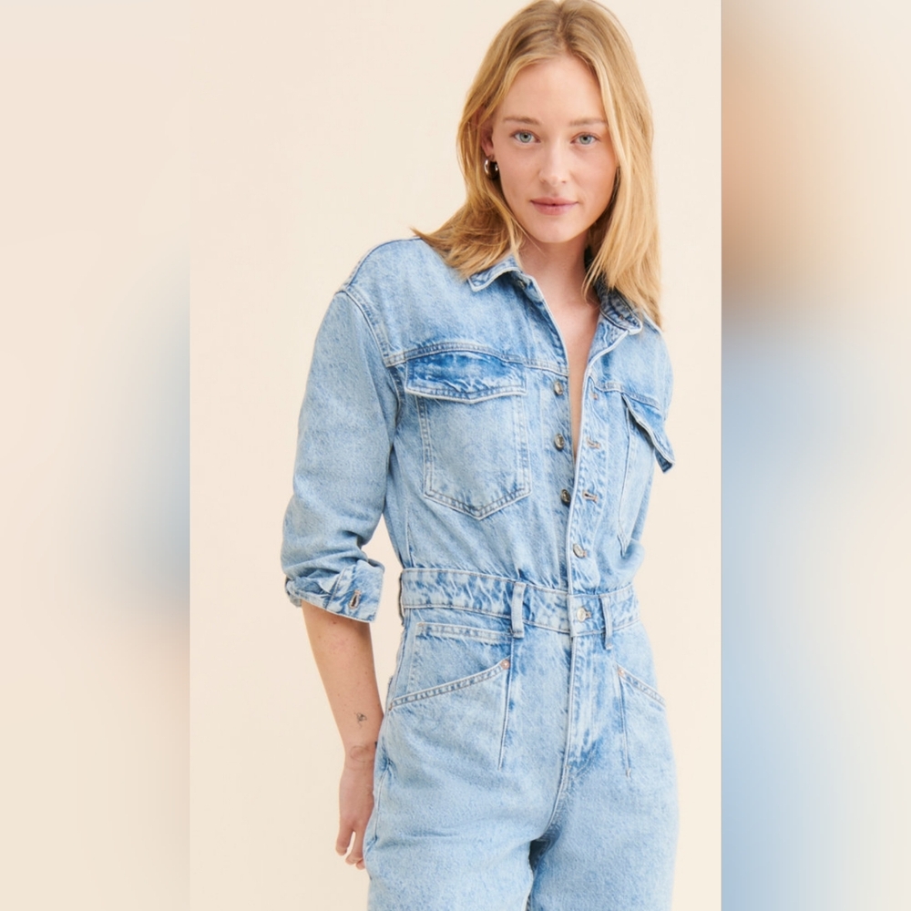 Free People Touch the Sky Denim Jumpsuit - Picture 15 of 15